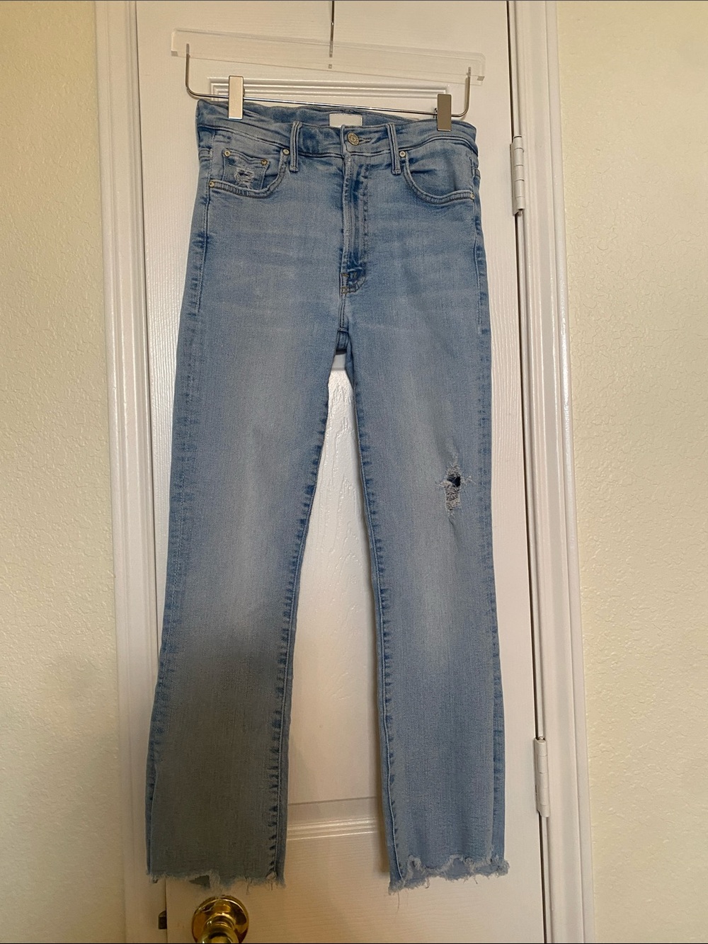 MOTHER Light Blue High-Rise Straight Jeans